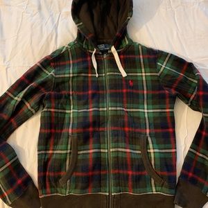 POLO RALPH LAUREN Plaid ZIP up Sweatshirt S